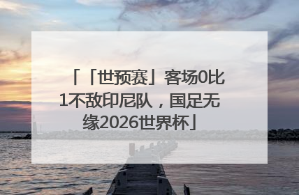 「世预赛」客场0比1不敌印尼队，国足无缘2026世界杯