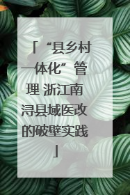 “县乡村一体化”管理 浙江南浔县域医改的破壁实践