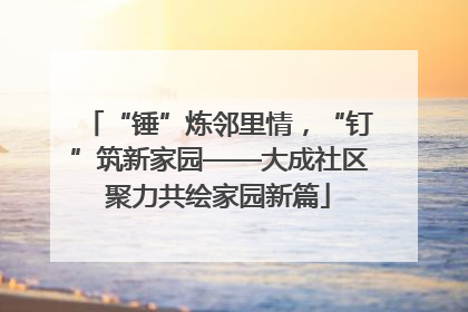 “锤”炼邻里情，“钉”筑新家园——大成社区聚力共绘家园新篇