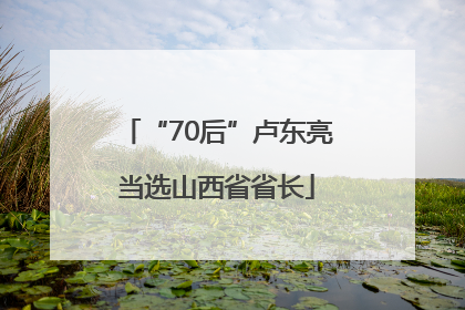 “70后”卢东亮当选山西省省长