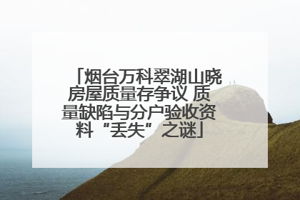 烟台万科翠湖山晓房屋质量存争议 质量缺陷与分户验收资料“丢失”之谜