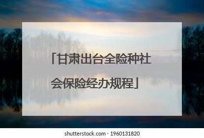 甘肃出台全险种社会保险经办规程