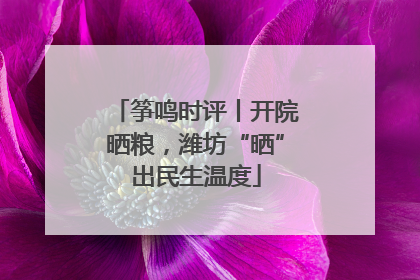 筝鸣时评丨开院晒粮，潍坊“晒”出民生温度