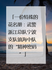 一份特殊的花名册：武警浙江总队宁波支队镇海中队的“精神密码”