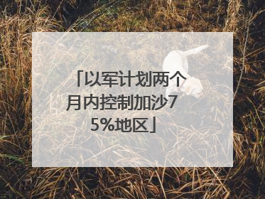 以军计划两个月内控制加沙75%地区
