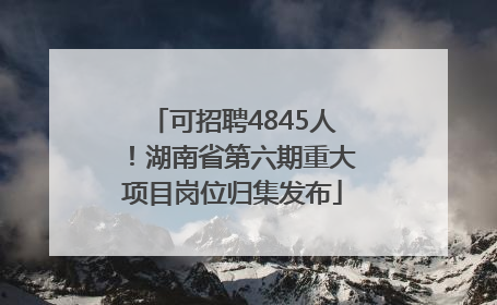 可招聘4845人！湖南省第六期重大项目岗位归集发布