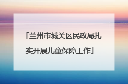 兰州市城关区民政局扎实开展儿童保障工作