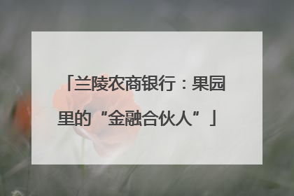 兰陵农商银行：果园里的“金融合伙人”