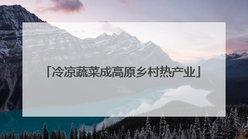 冷凉蔬菜成高原乡村热产业