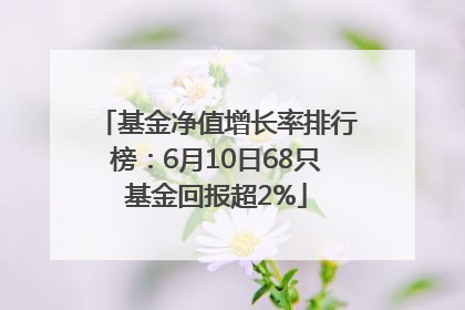 基金净值增长率排行榜：6月10日68只基金回报超2%