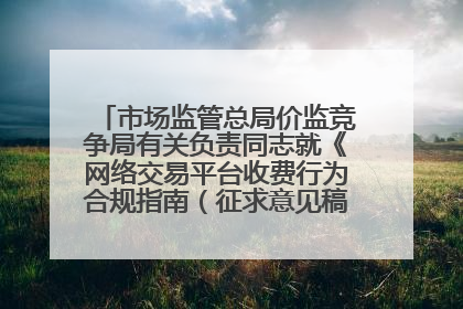 市场监管总局价监竞争局有关负责同志就《网络交易平台收费行为合规指南（征求意见稿）》答记者问