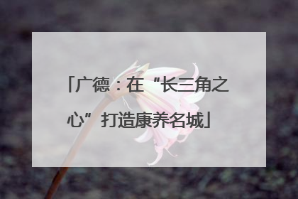 广德：在“长三角之心”打造康养名城