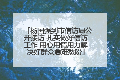 杨国强到市信访局公开接访 扎实做好信访工作 用心用情用力解决好群众急难愁盼