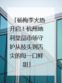 杨梅季火热开启！杭州地利果品市场守护从枝头到舌尖的每一口鲜甜