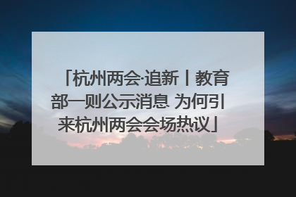 杭州两会·追新丨教育部一则公示消息 为何引来杭州两会会场热议