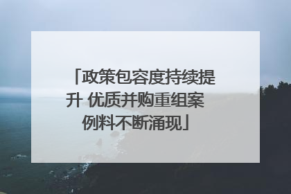 政策包容度持续提升 优质并购重组案例料不断涌现