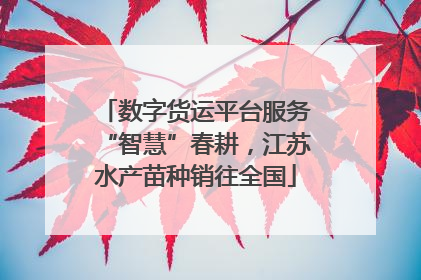 数字货运平台服务“智慧”春耕，江苏水产苗种销往全国