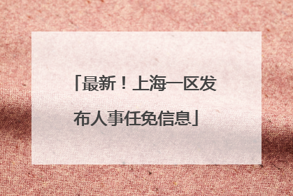 最新！上海一区发布人事任免信息