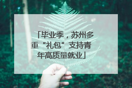 毕业季，苏州多重“礼包”支持青年高质量就业