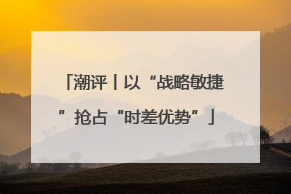 潮评丨以“战略敏捷”抢占“时差优势”