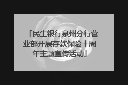 民生银行泉州分行营业部开展存款保险十周年主题宣传活动