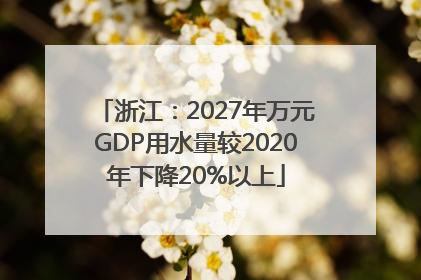 浙江：2027年万元GDP用水量较2020年下降20%以上