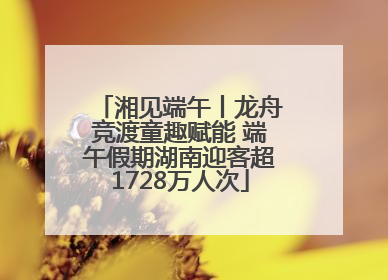 湘见端午丨龙舟竞渡童趣赋能 端午假期湖南迎客超1728万人次