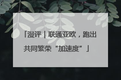 漫评｜联通亚欧，跑出共同繁荣“加速度”