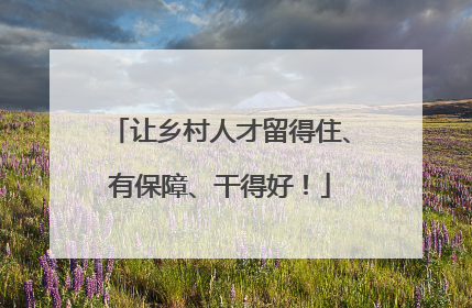 让乡村人才留得住、有保障、干得好！