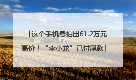 这个手机号拍出61.2万元高价！“李小龙”已付尾款