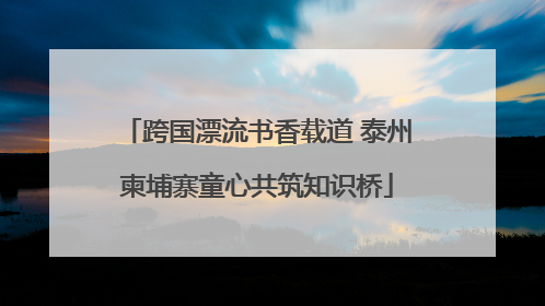 跨国漂流书香载道 泰州柬埔寨童心共筑知识桥
