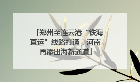 郑州至连云港“铁海直运”线路打通，河南再添出海新通道