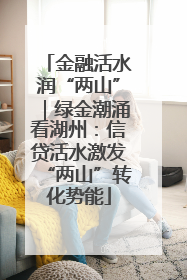 金融活水润“两山”｜绿金潮涌看湖州：信贷活水激发“两山”转化势能