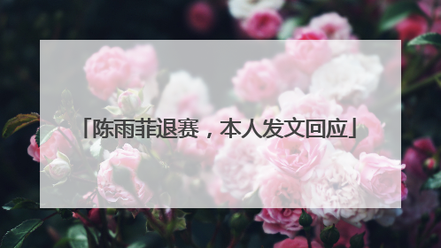 陈雨菲退赛，本人发文回应