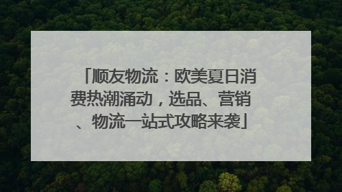 顺友物流：欧美夏日消费热潮涌动，选品、营销、物流一站式攻略来袭