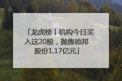 龙虎榜丨机构今日买入这20股，抛售德邦股份1.17亿元