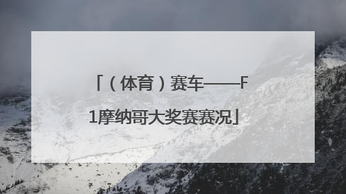 （体育）赛车——F1摩纳哥大奖赛赛况