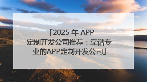 2025 年 APP 定制开发公司推荐：靠谱专业的APP定制开发公司
