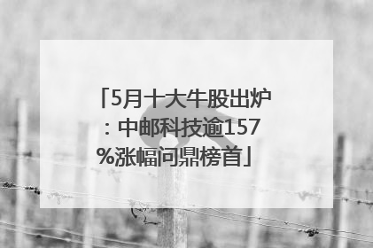 5月十大牛股出炉：中邮科技逾157%涨幅问鼎榜首