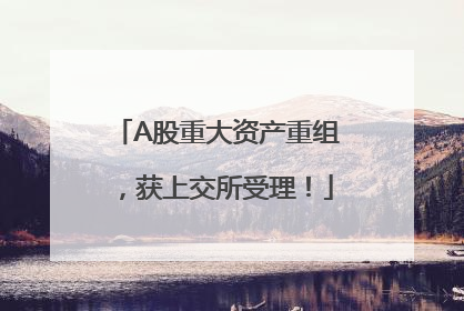 A股重大资产重组，获上交所受理！
